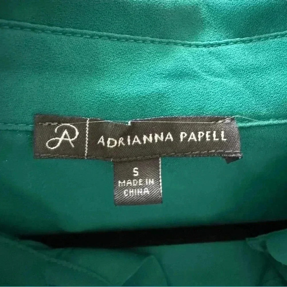 Adrianna Papell green button-up roll sleeve blouse size S - Picture 2 of 5